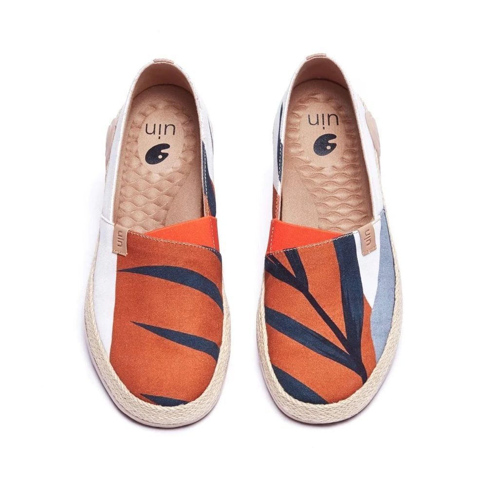 UIN Men's Slip On Shoes Canvas Comfortable Loafers (Palm Leave Marbella)